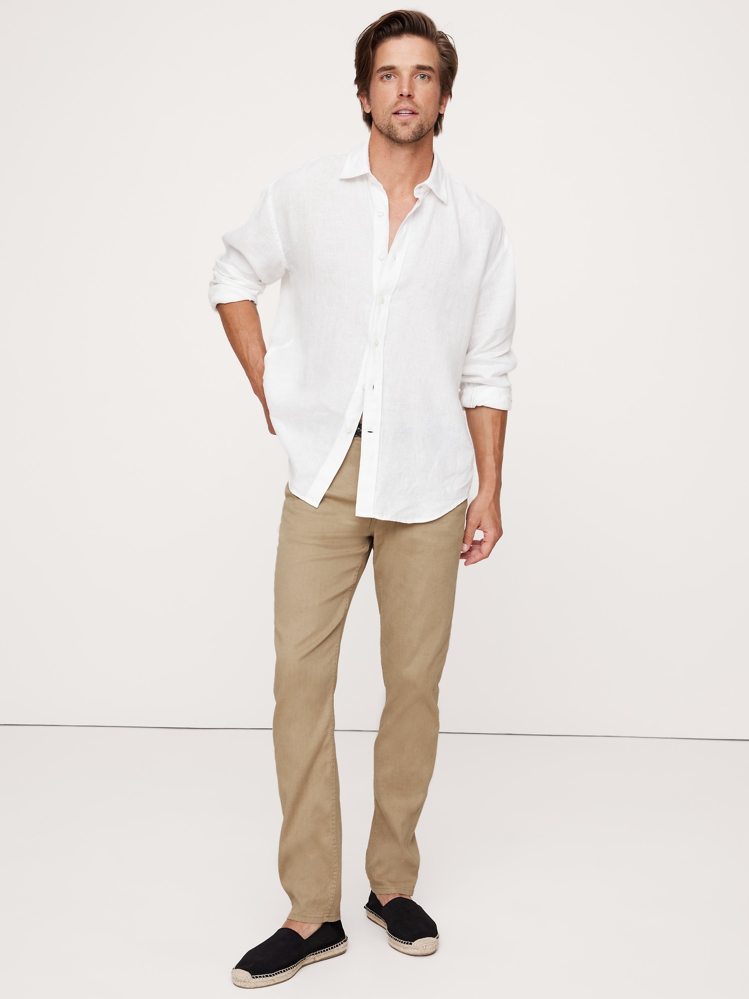 Slim Linen-Cotton Traveler Pant - Khaki Beige