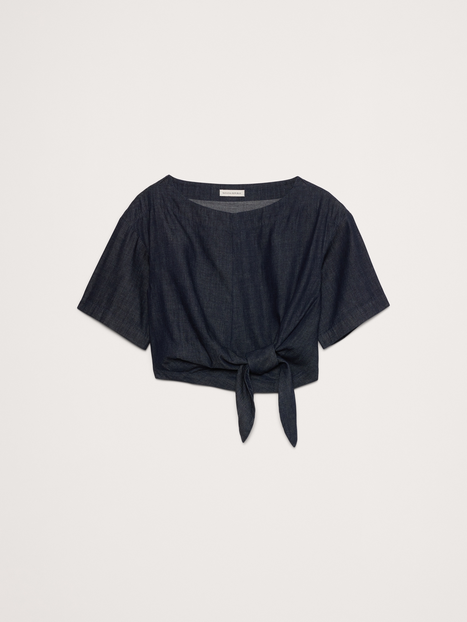 Denim Cropped Tie T-Shirt