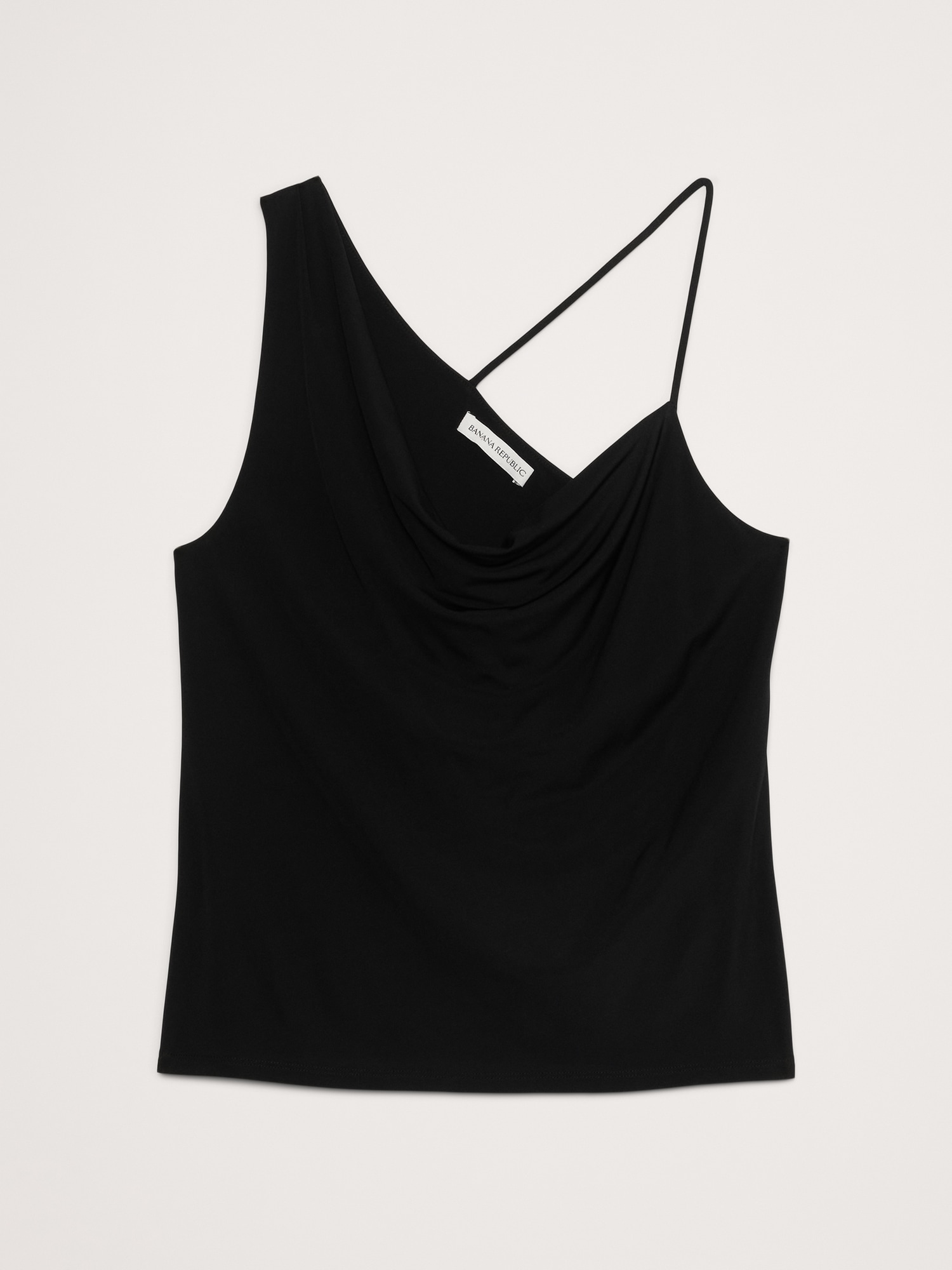 Crepe-Knit Draped Asymmetrical Tank