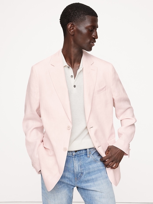 Herringbone Cotton-Linen Slim Suit Pant