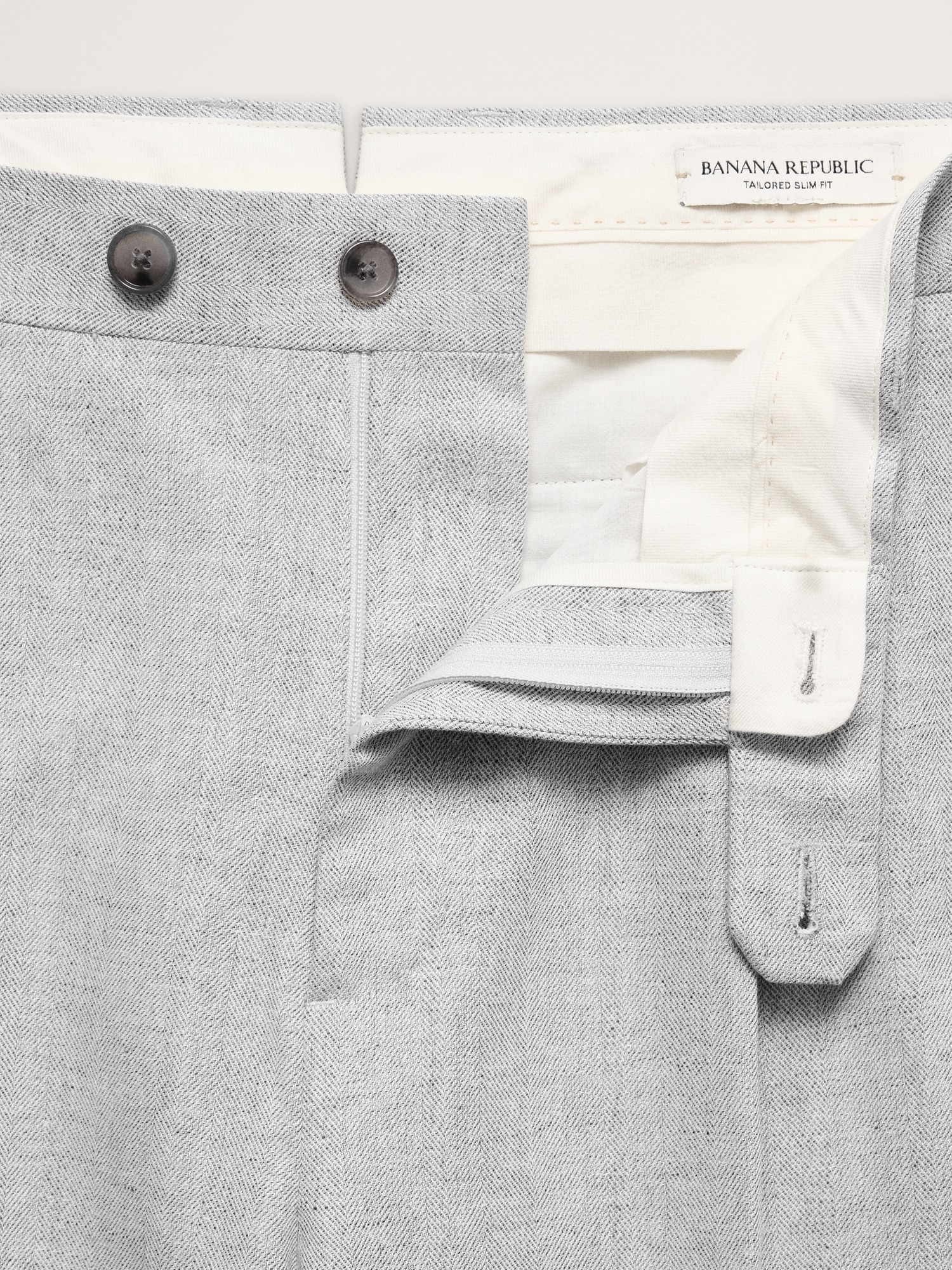 Herringbone Linen-Cotton Suit Pant