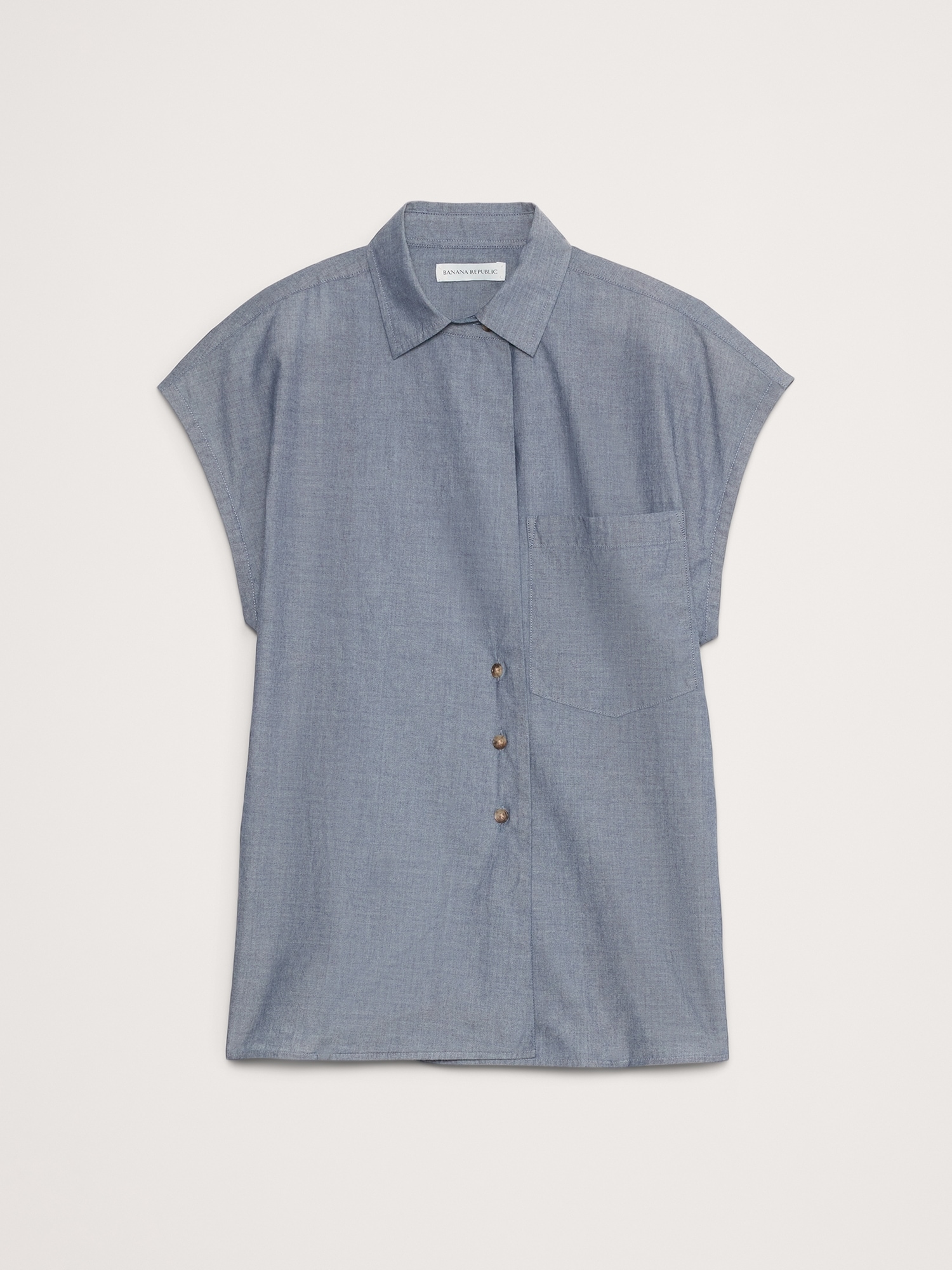 Oversized Cotton Chambray Asymmetrical Tunic