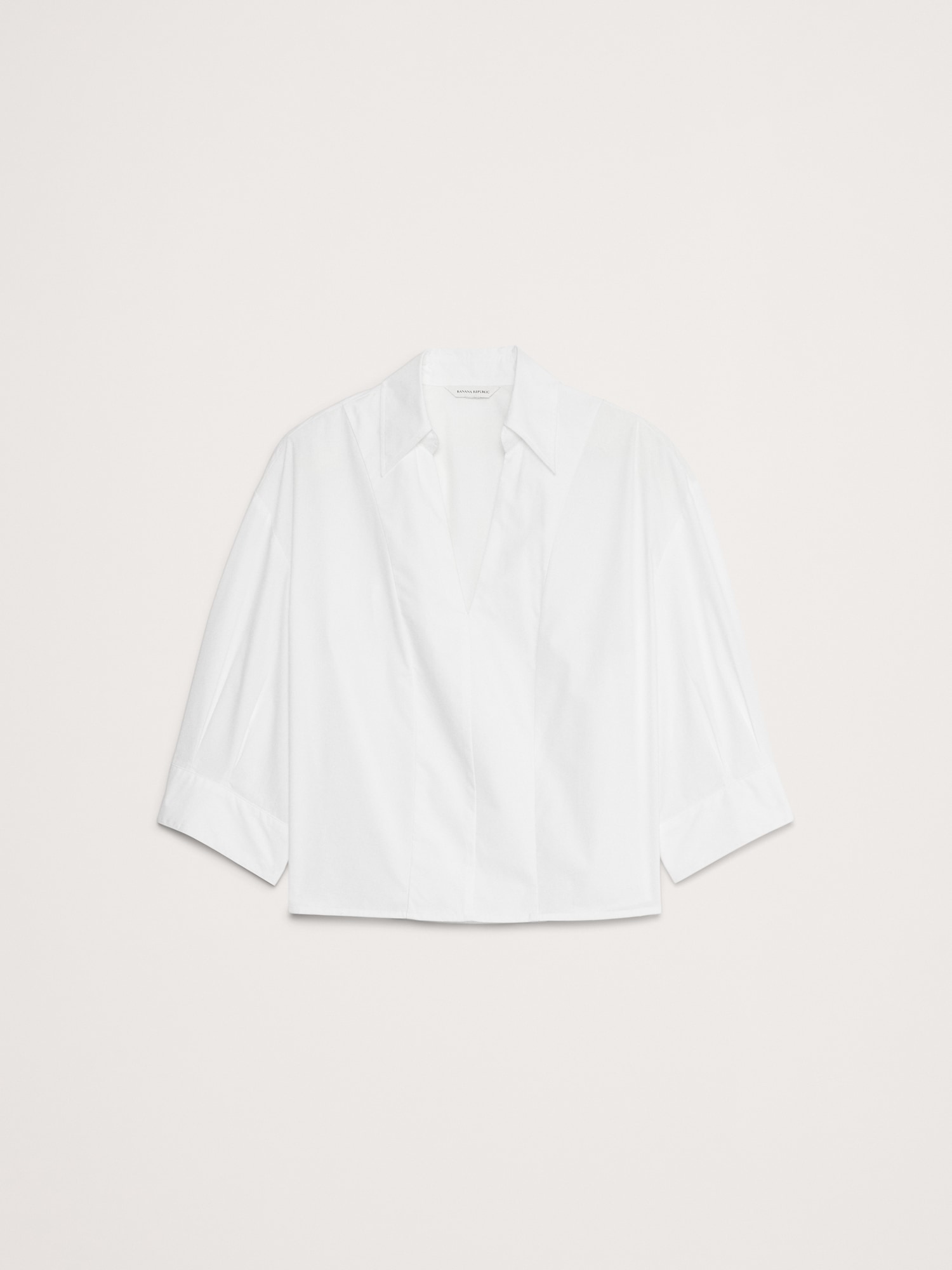 Balloon-Sleeve Cotton Poplin Popover Top