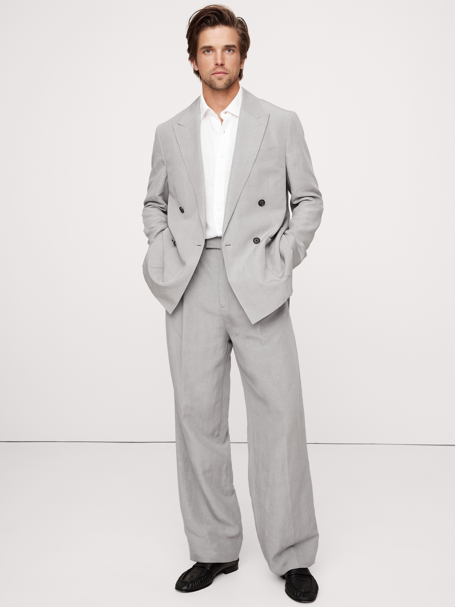 Relaxed Double-Breasted Tencel™-Linen Suit Jacket