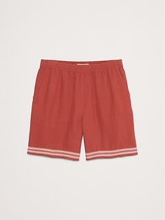 Embroidered Tencel™-Linen Pull-On Short | Banana Republic