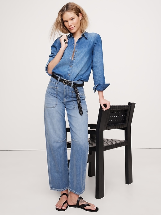Mid-Rise Relaxed Utility Barrel Jean