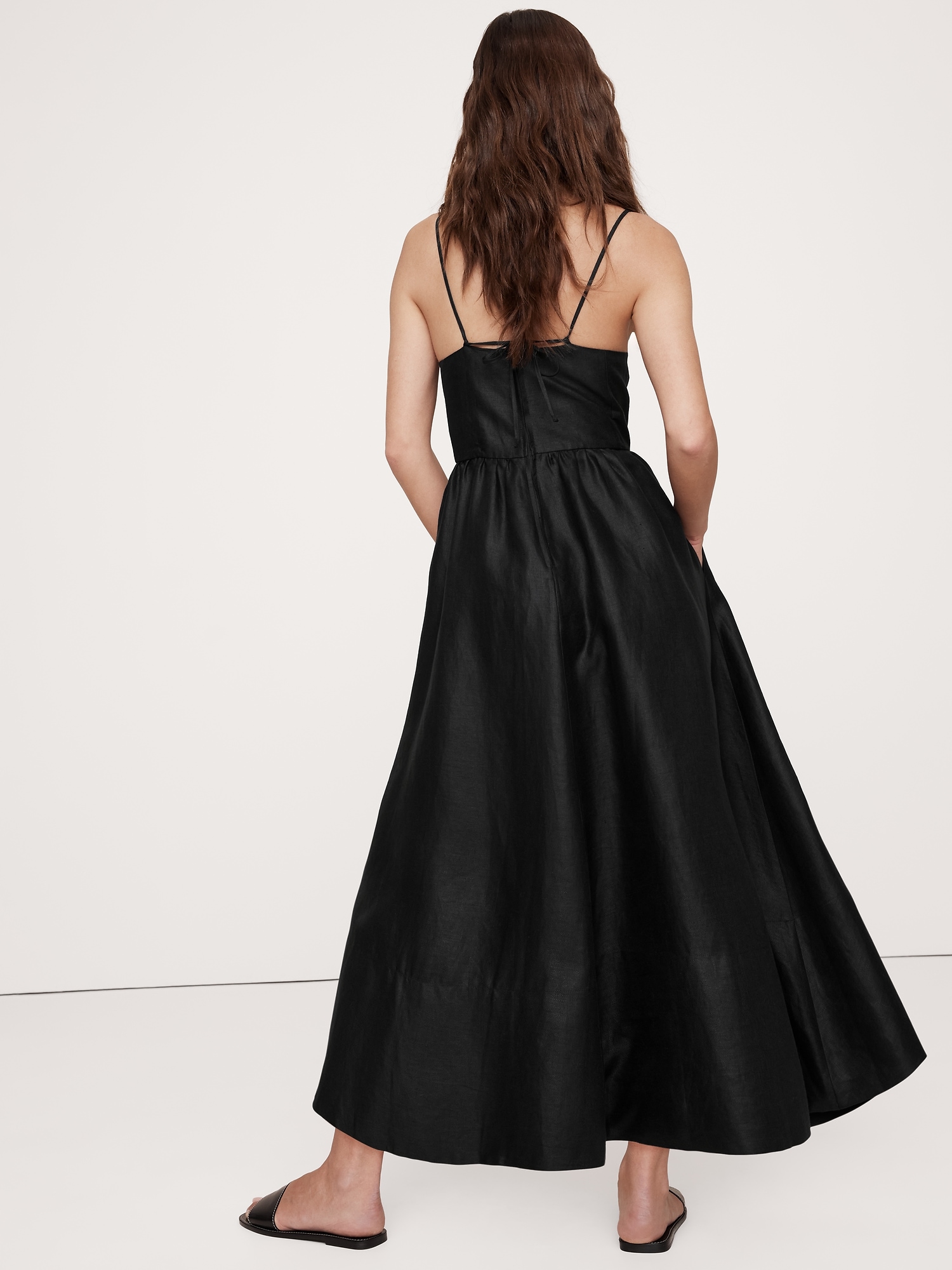 Linen Corset Long Midi Dress