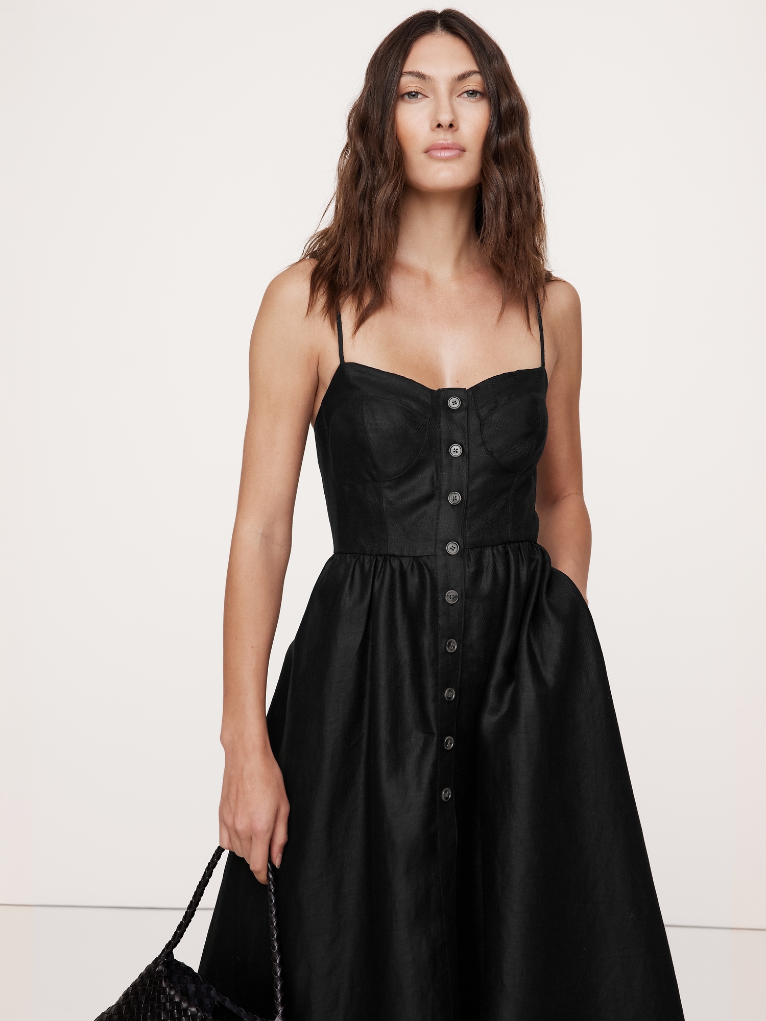 Linen Corset Long Midi Dress