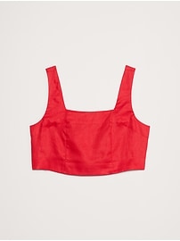 Linen Square-Neck Cropped Tank
