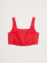 Linen Square-Neck Cropped Tank