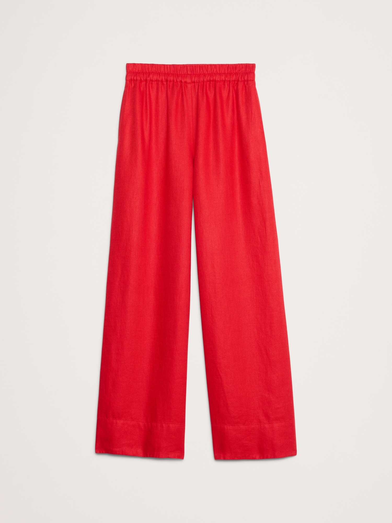 Wide-Leg Linen Pull-On Ankle Pant