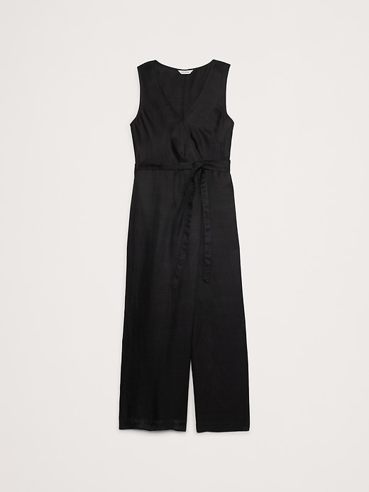 Viscose-Linen Wrap-Front Jumpsuit