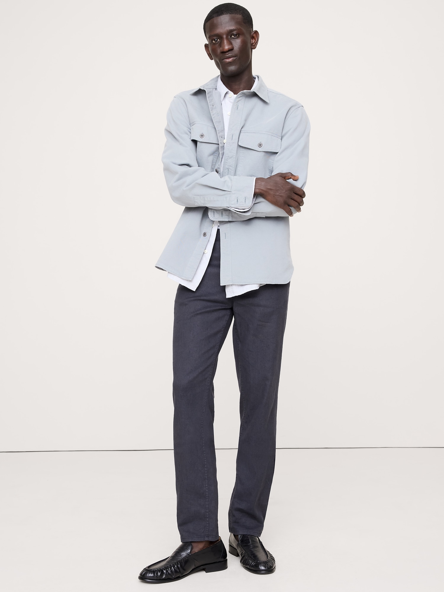 Slim Linen-Cotton Traveler Pant - Dark Navy Blue
