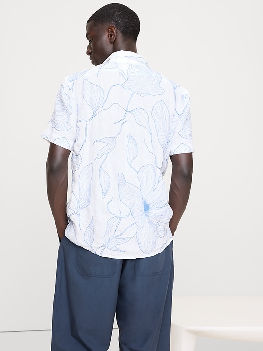 Standard-Fit Embroidered Linen Resort Shirt | Banana Republic