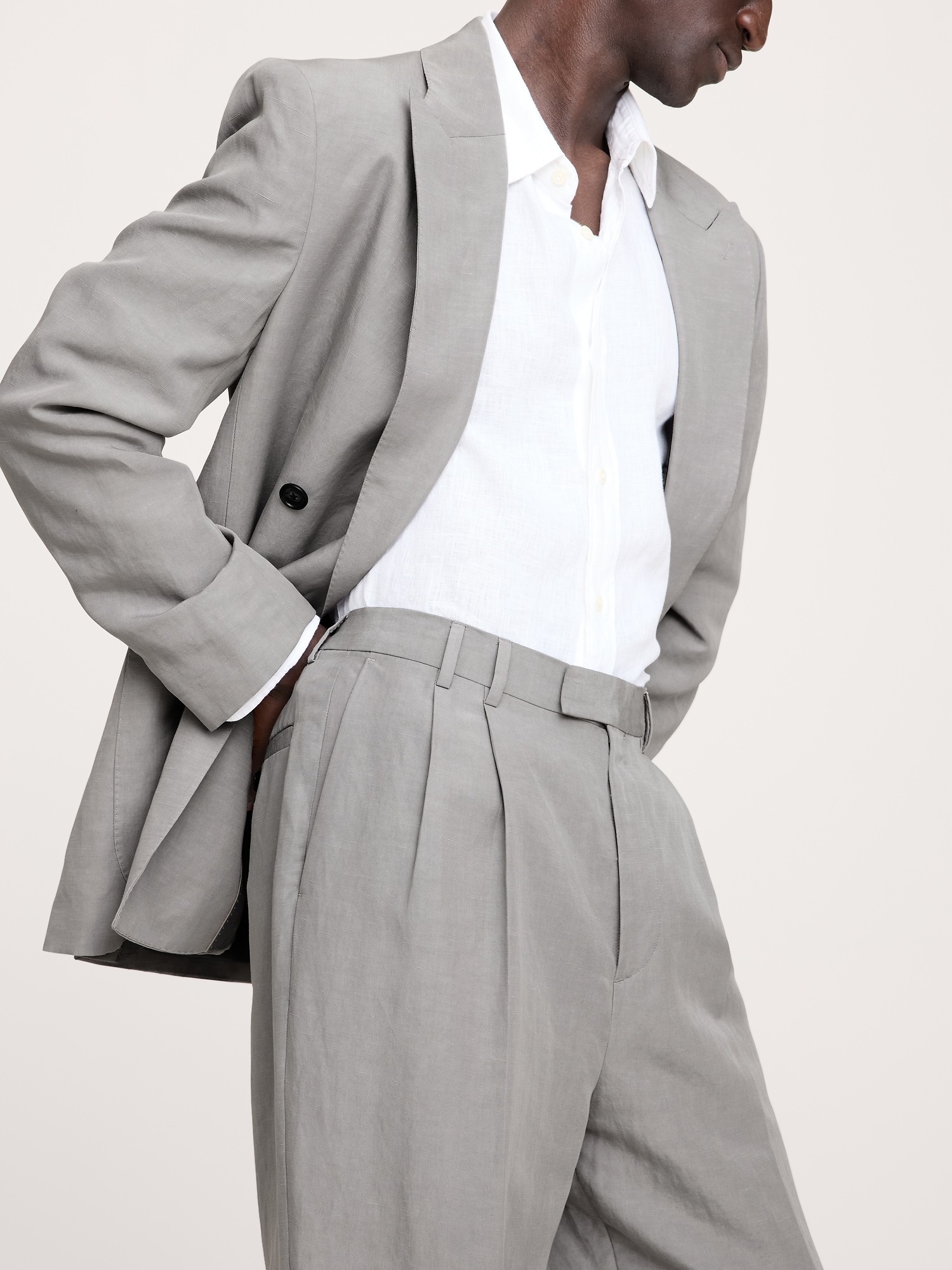 Tencel™-Linen Wide-Leg Suit Pant