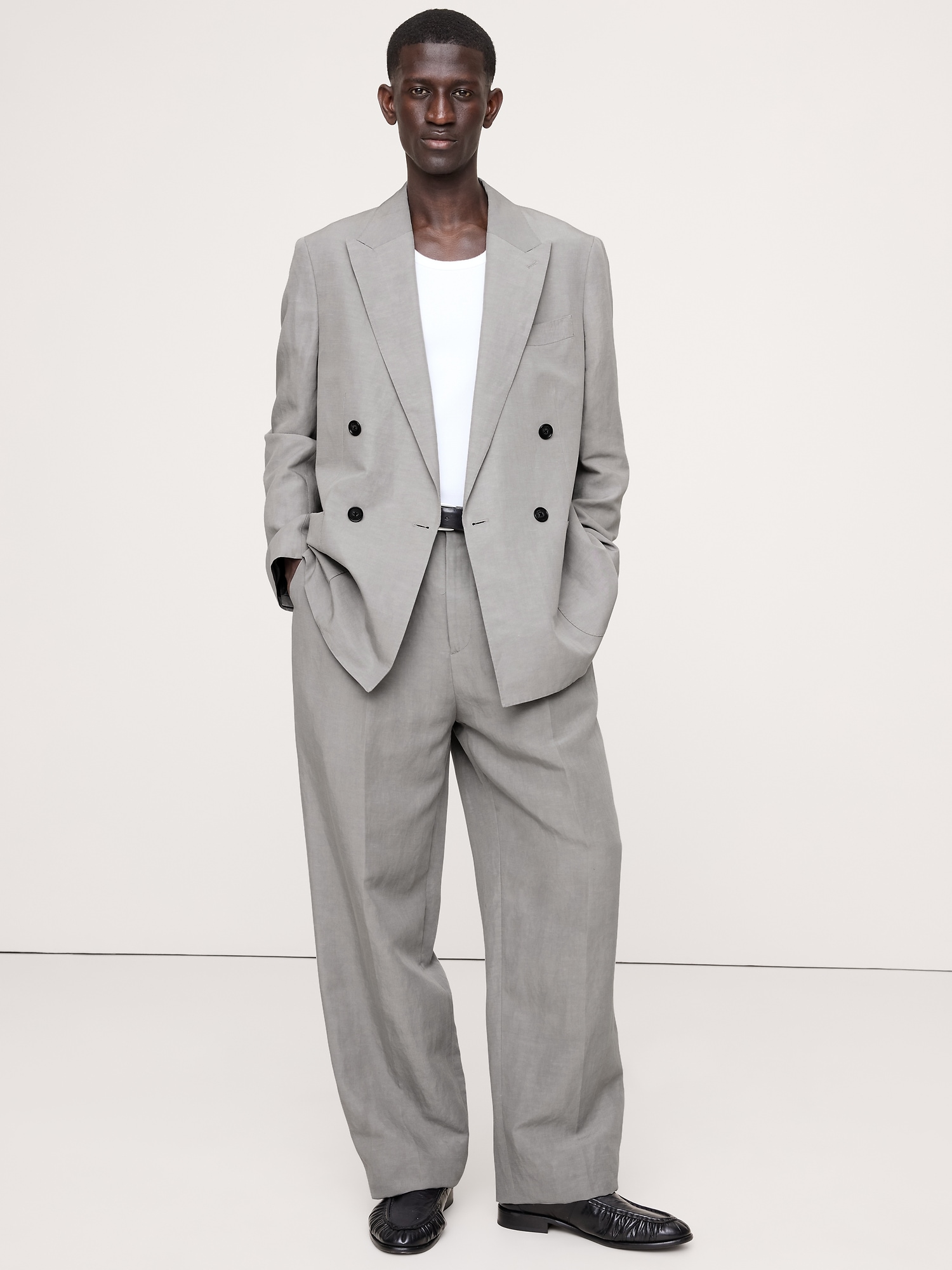 Tencel™-Linen Wide-Leg Suit Pant