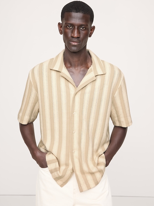 Pointelle Stripe Resort Shirt | Banana Republic