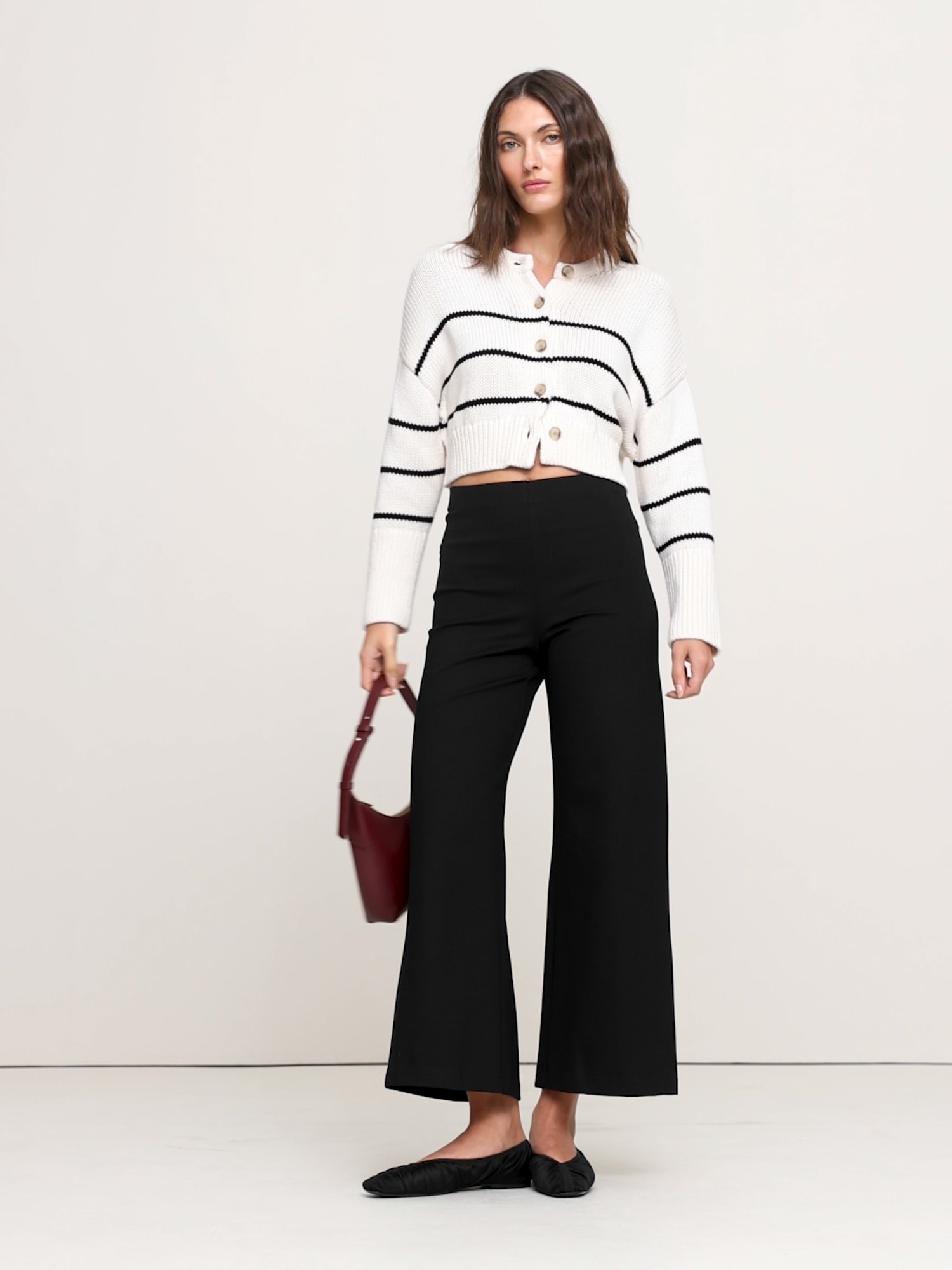 Image number 2 showing, High-Rise Wide-Leg Cropped Everywhere Ponte Pant