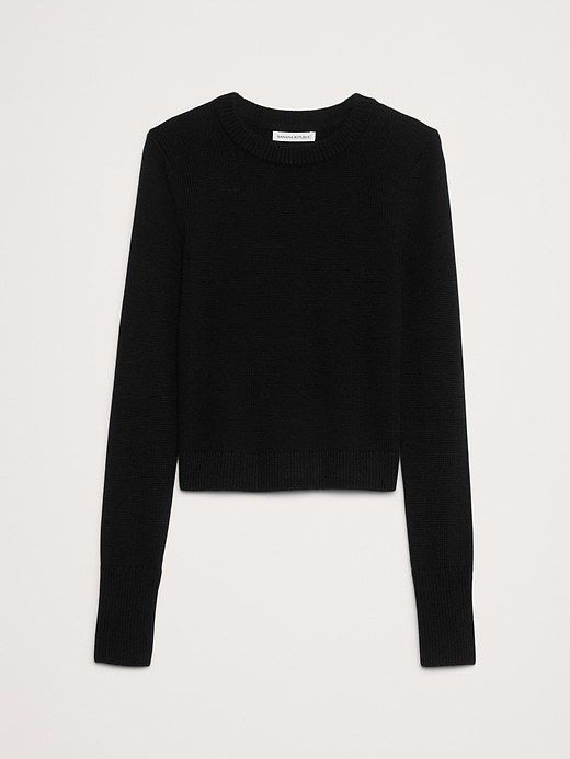 Shrunken Cotton-Silk Crew-Neck Sweater | Banana Republic