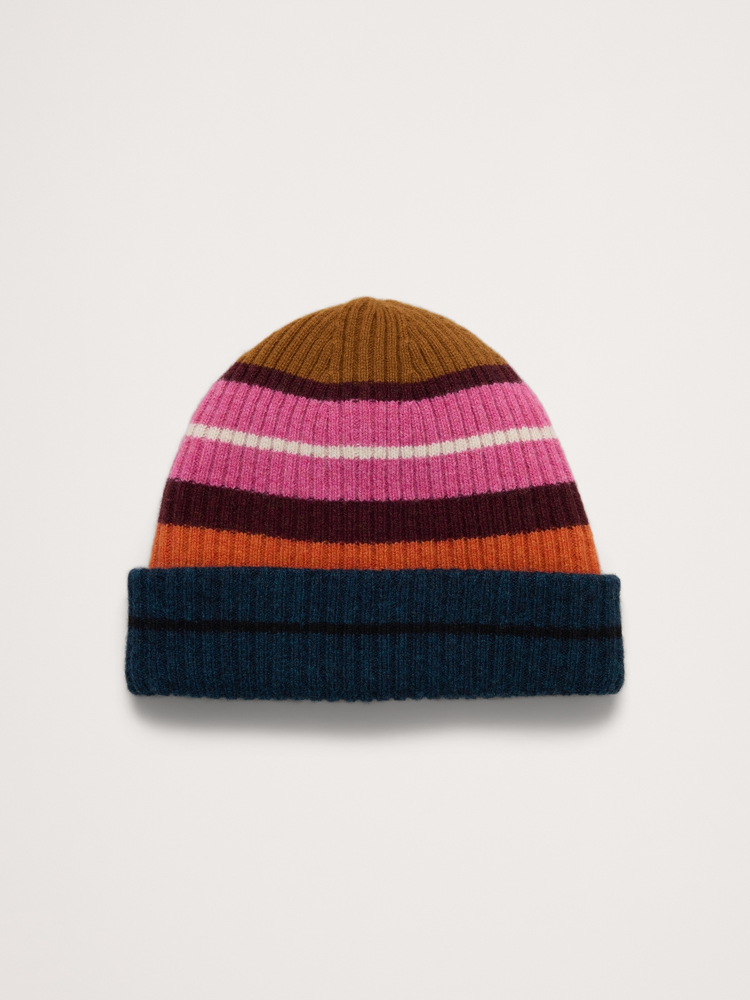 Striped Italian Wool-Blend Beanie - Dark Teal Green