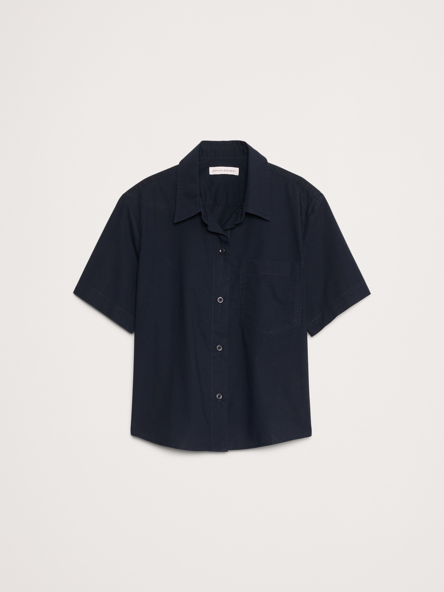 Image number 4 showing, BOXY COTTON POPLIN SHORT-SLEEVE SHIRT