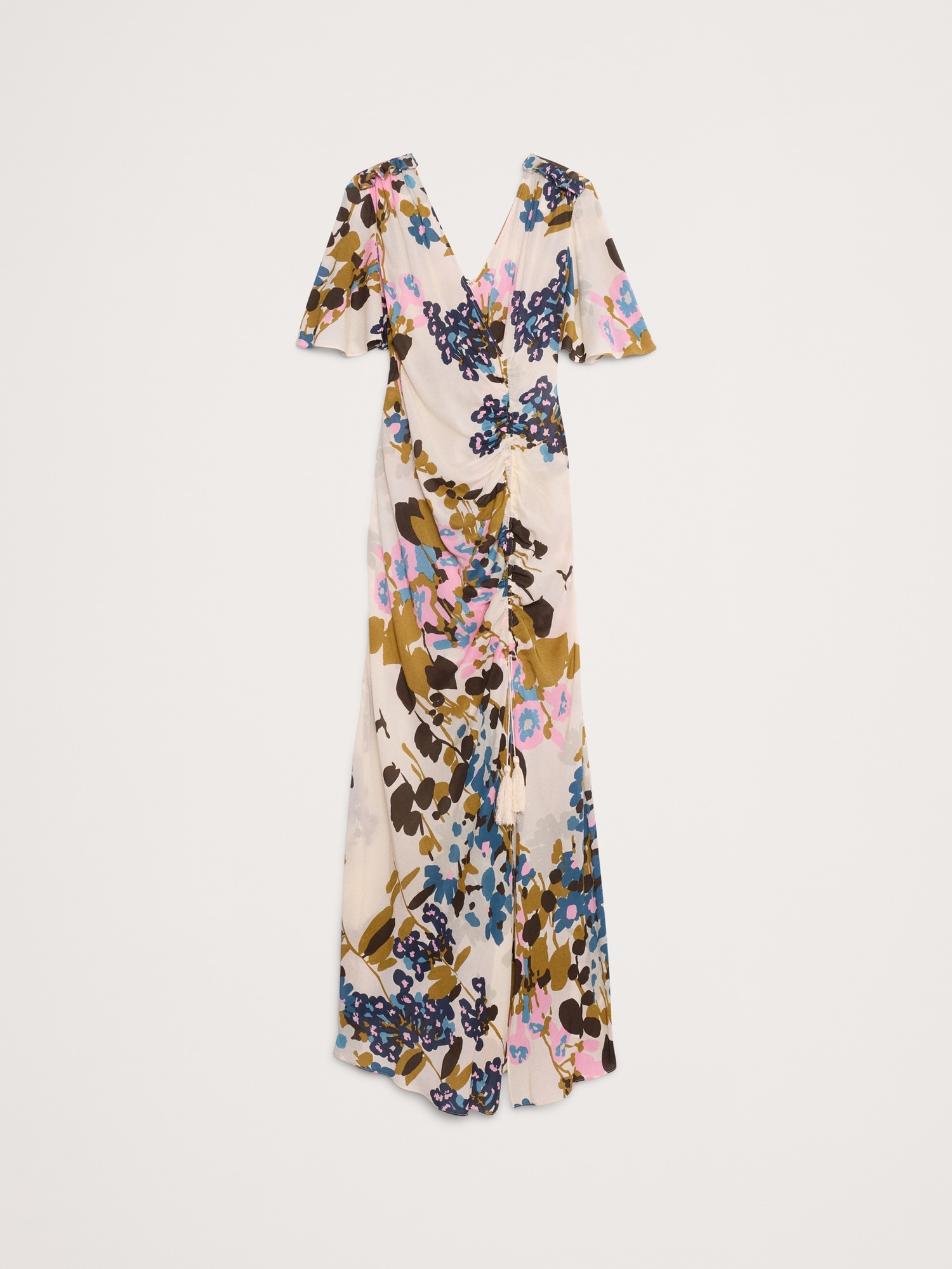 Image number 4 showing, STRETCH-CREPE FLUTTER-SLEEVE MAXI DRESS