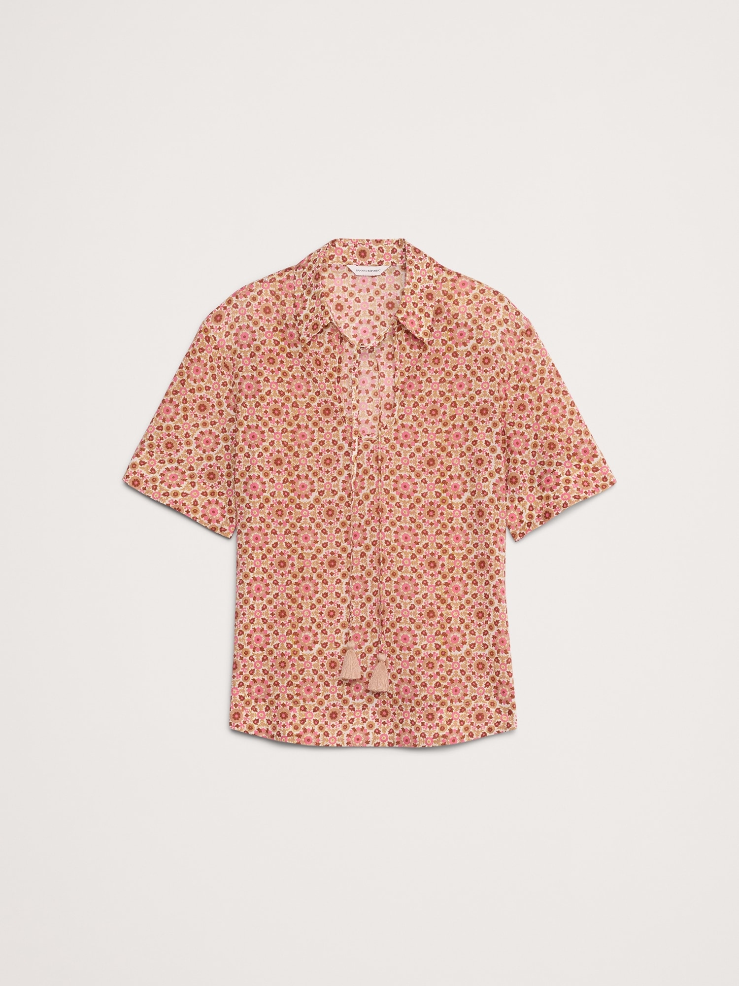 Image number 4 showing, COTTON POPOVER SHIRT WITH TASSEL TIE