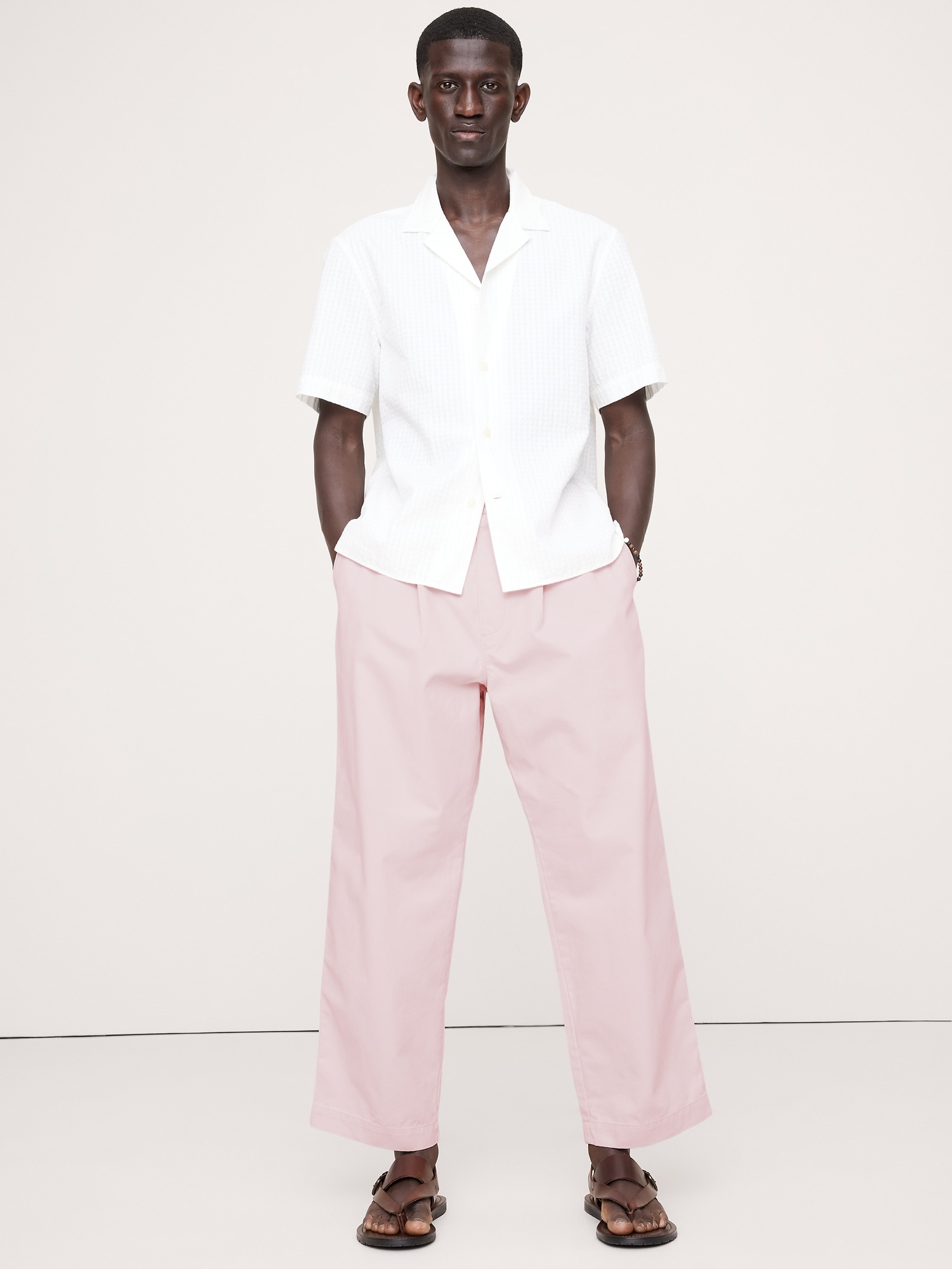 Loose Lightweight Cotton Pull-On Pant - Pink