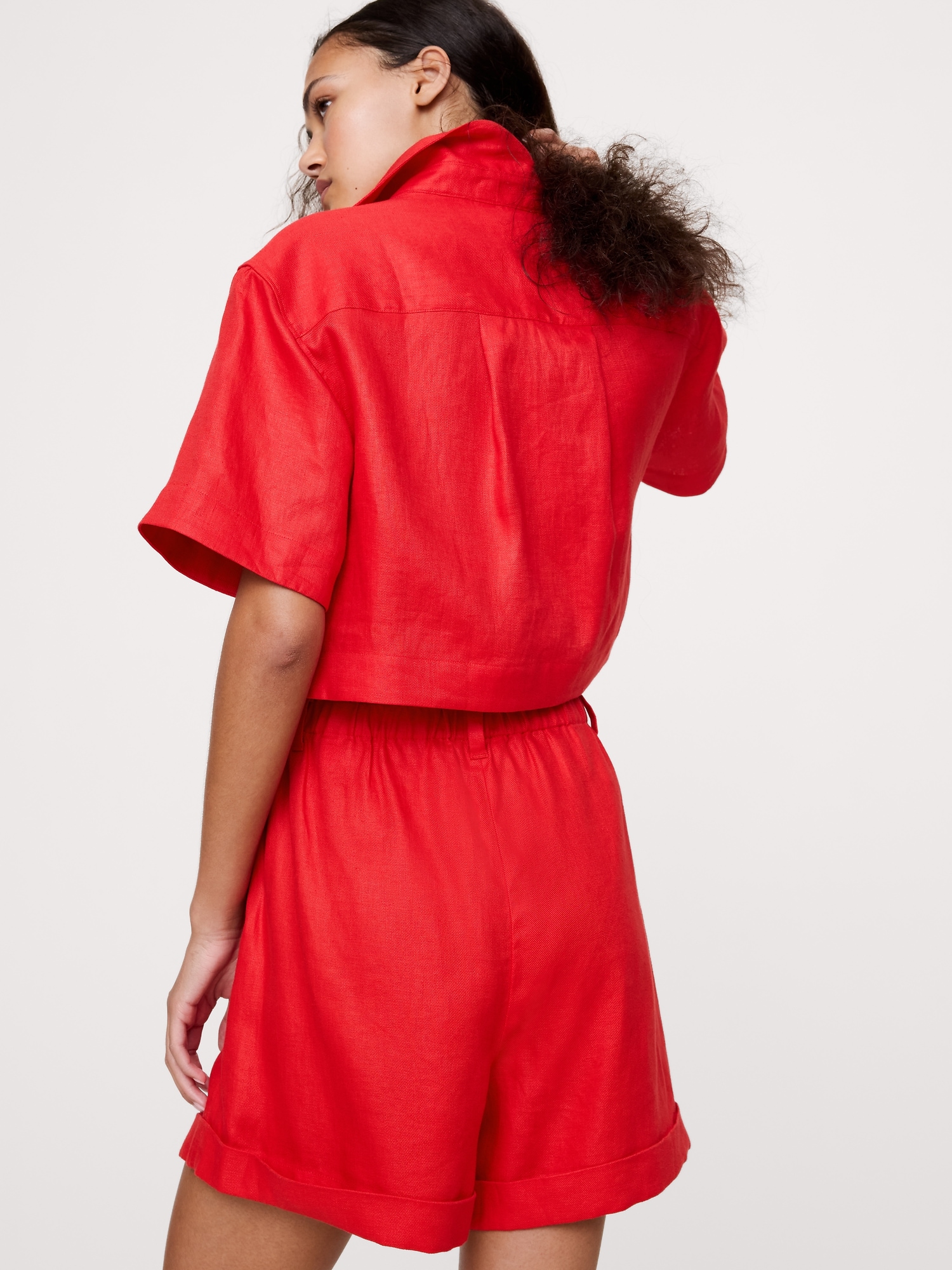 Oversized Linen Cropped Resort Shirt