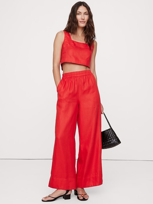 Linen Square-Neck Cropped Tank