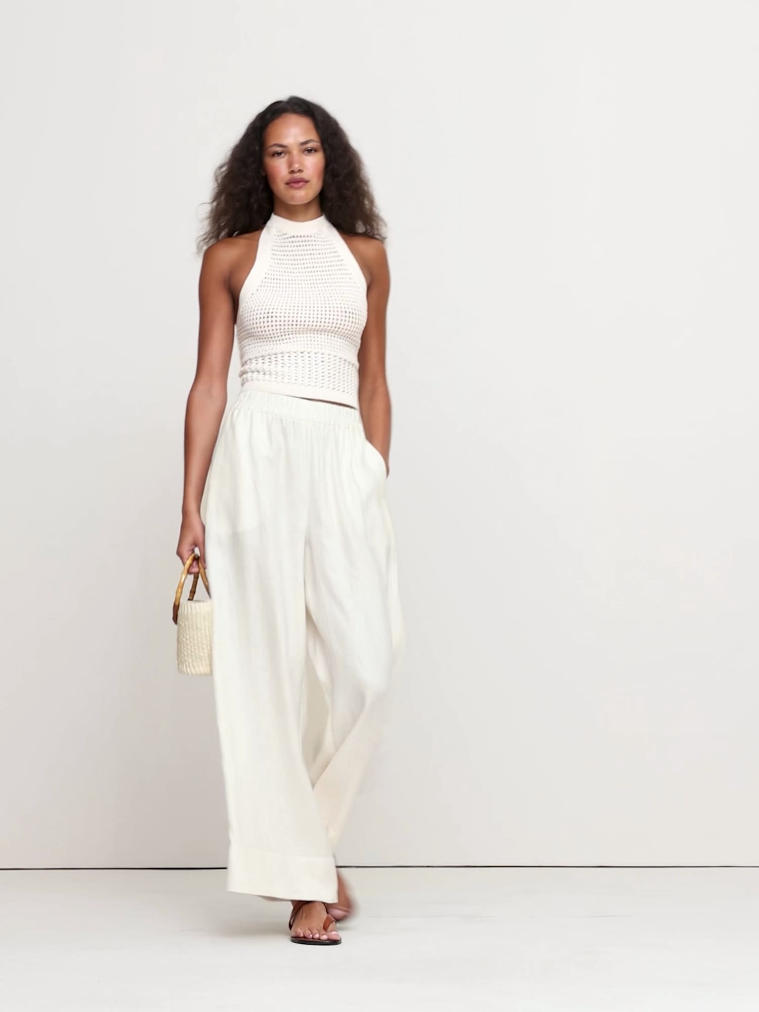 Image number 2 showing, Wide-Leg Linen Pull-On Ankle Pant