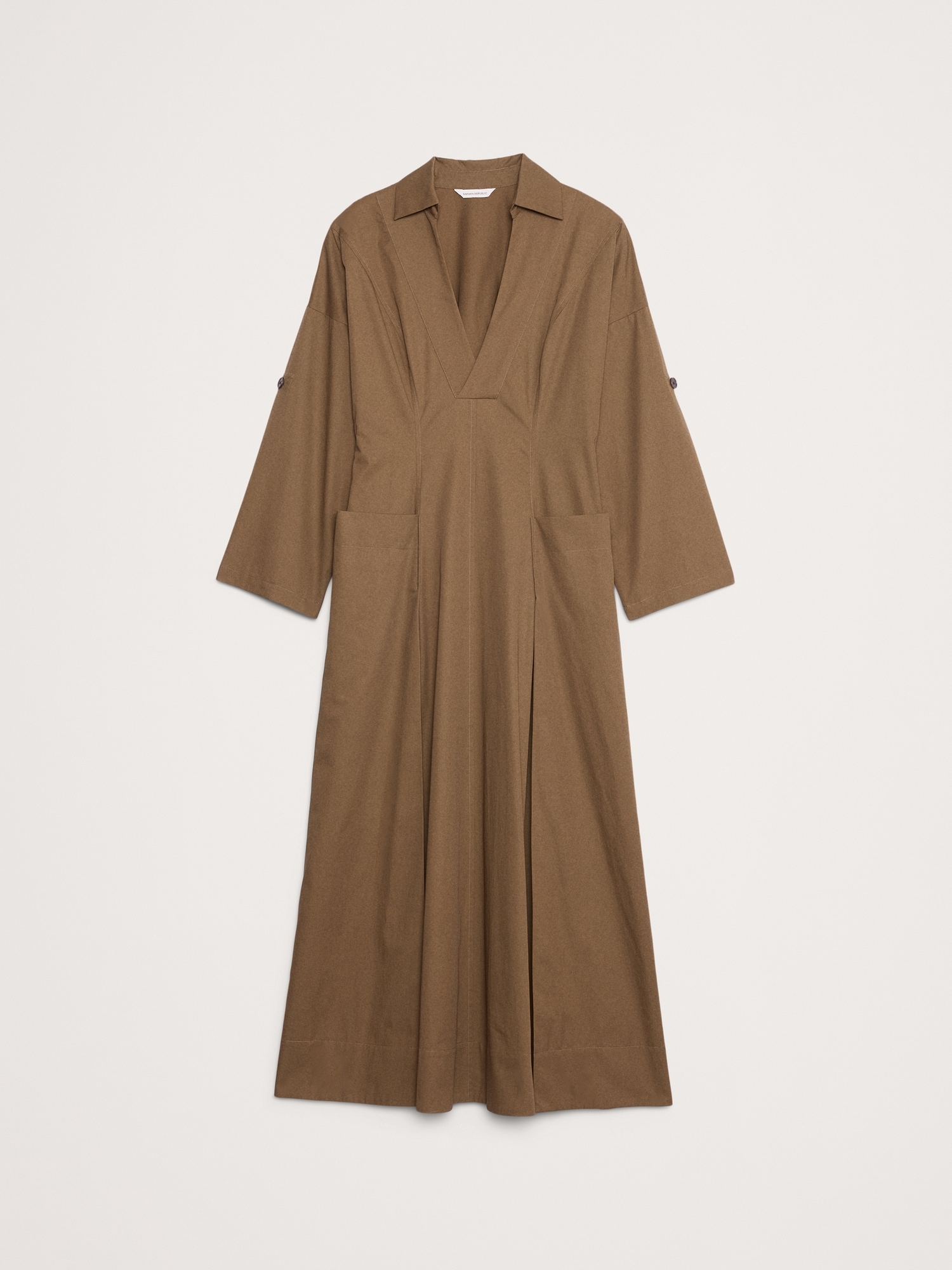 Image number 8 showing, COTTON TWILL LONG MIDI DRESS