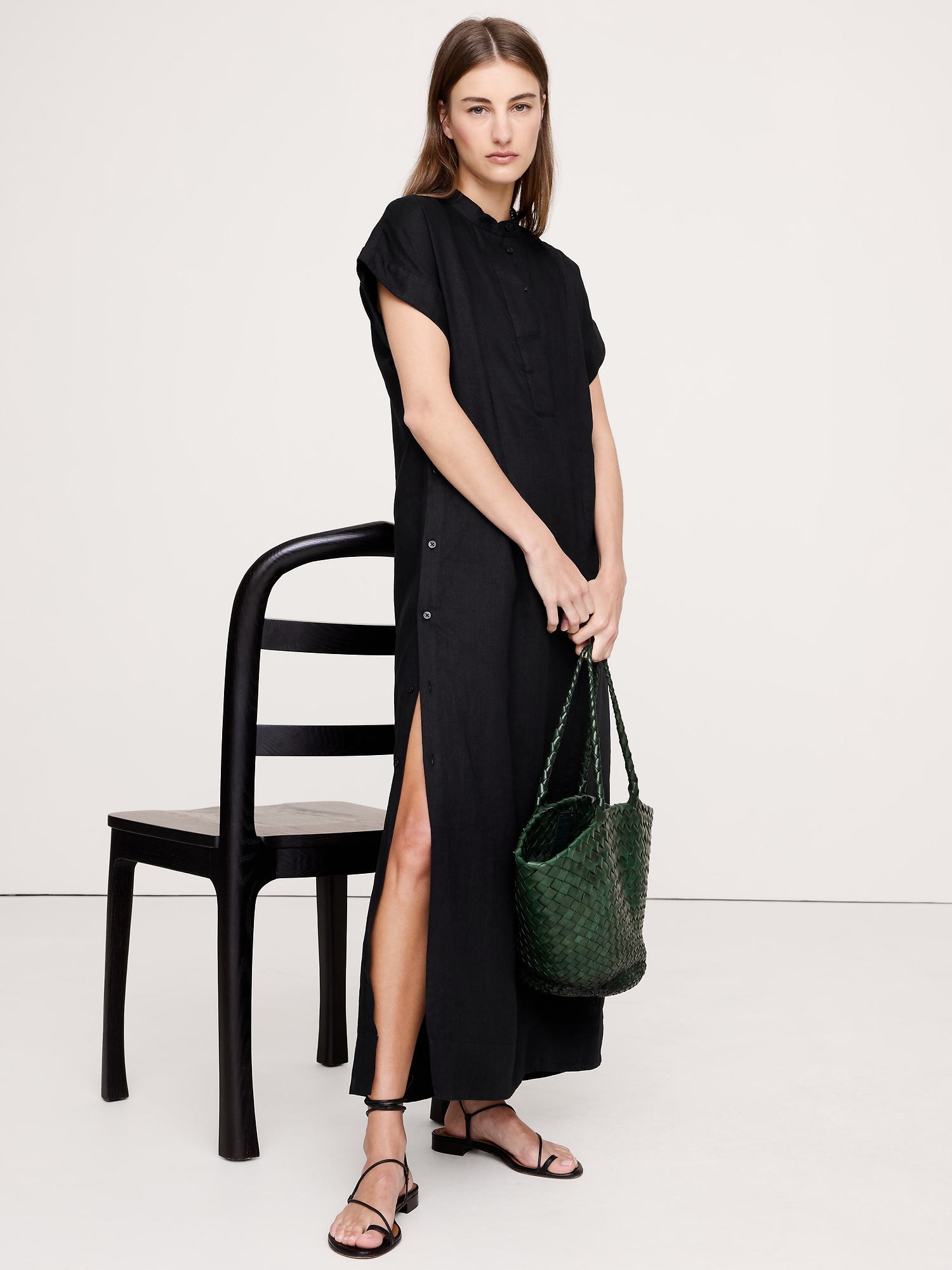 Linen Kaftan Maxi Dress
