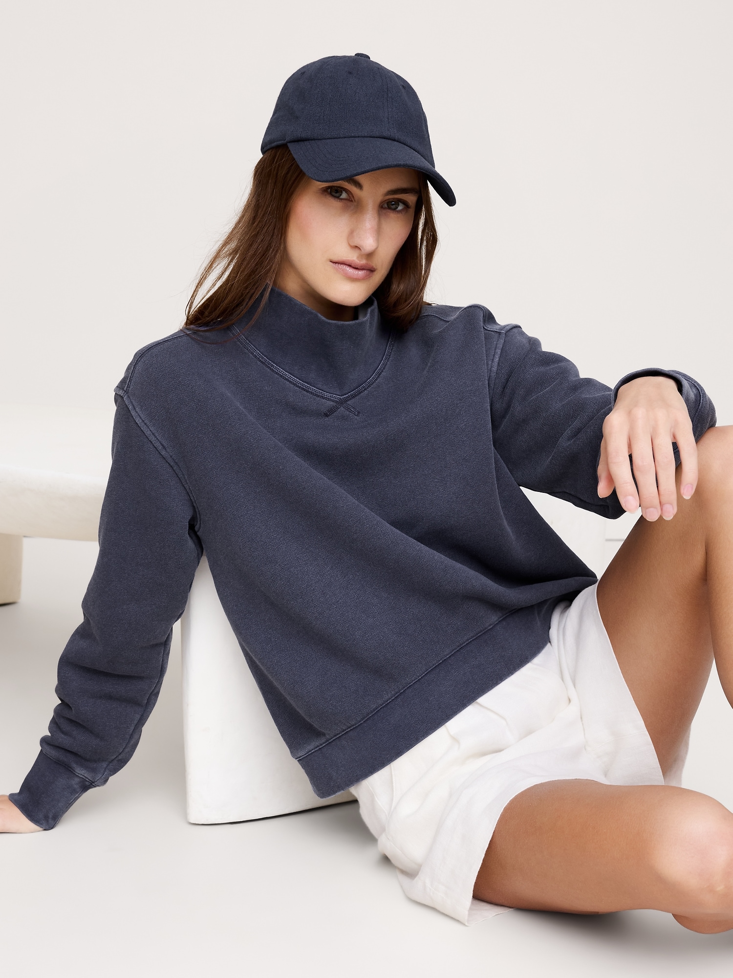 Image number 3 showing, FRENCH TERRY MOCK-NECK SWEATSHIRT