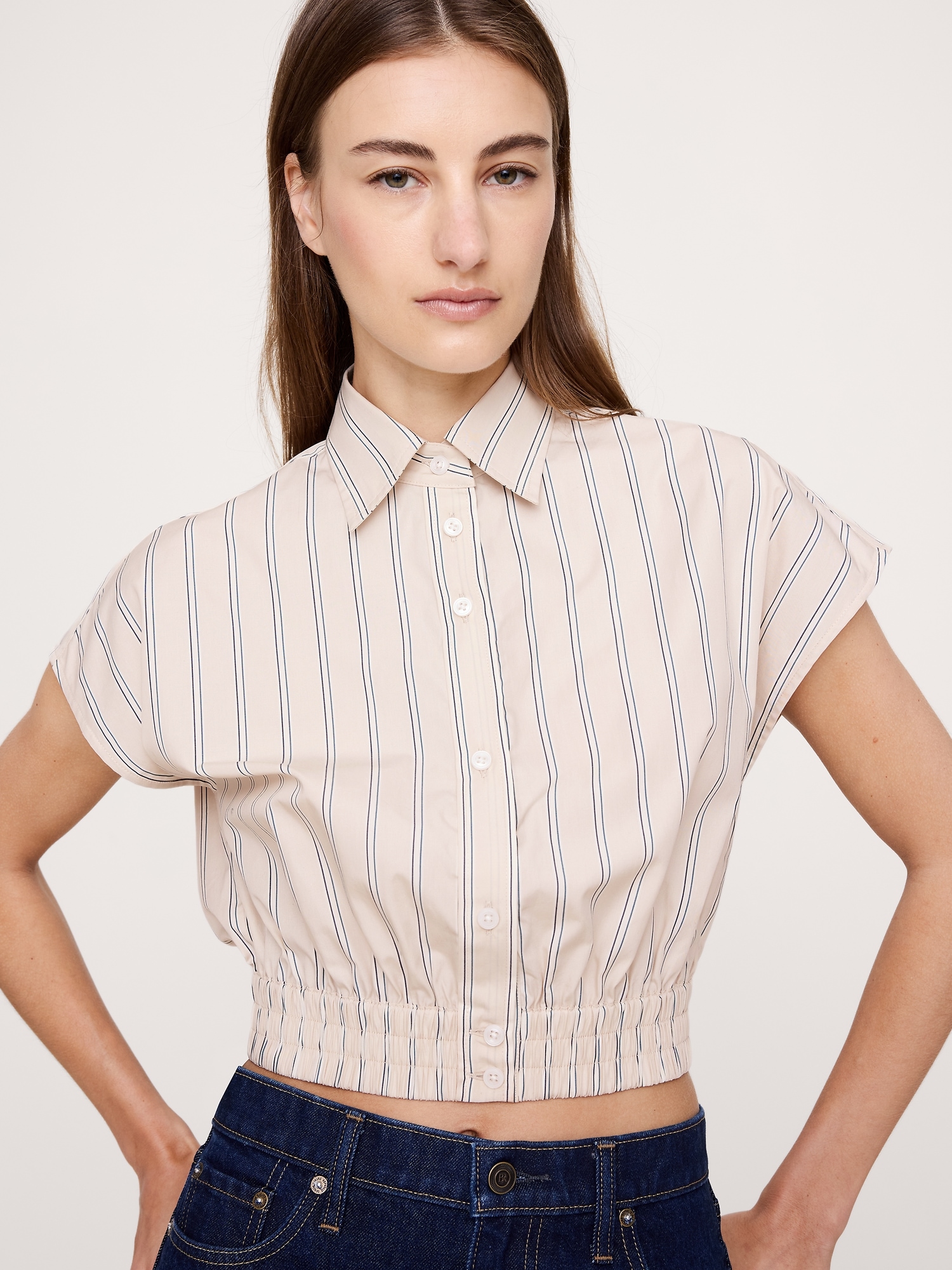 COTTON POPLIN SUPER-CROPPED SHIRT
