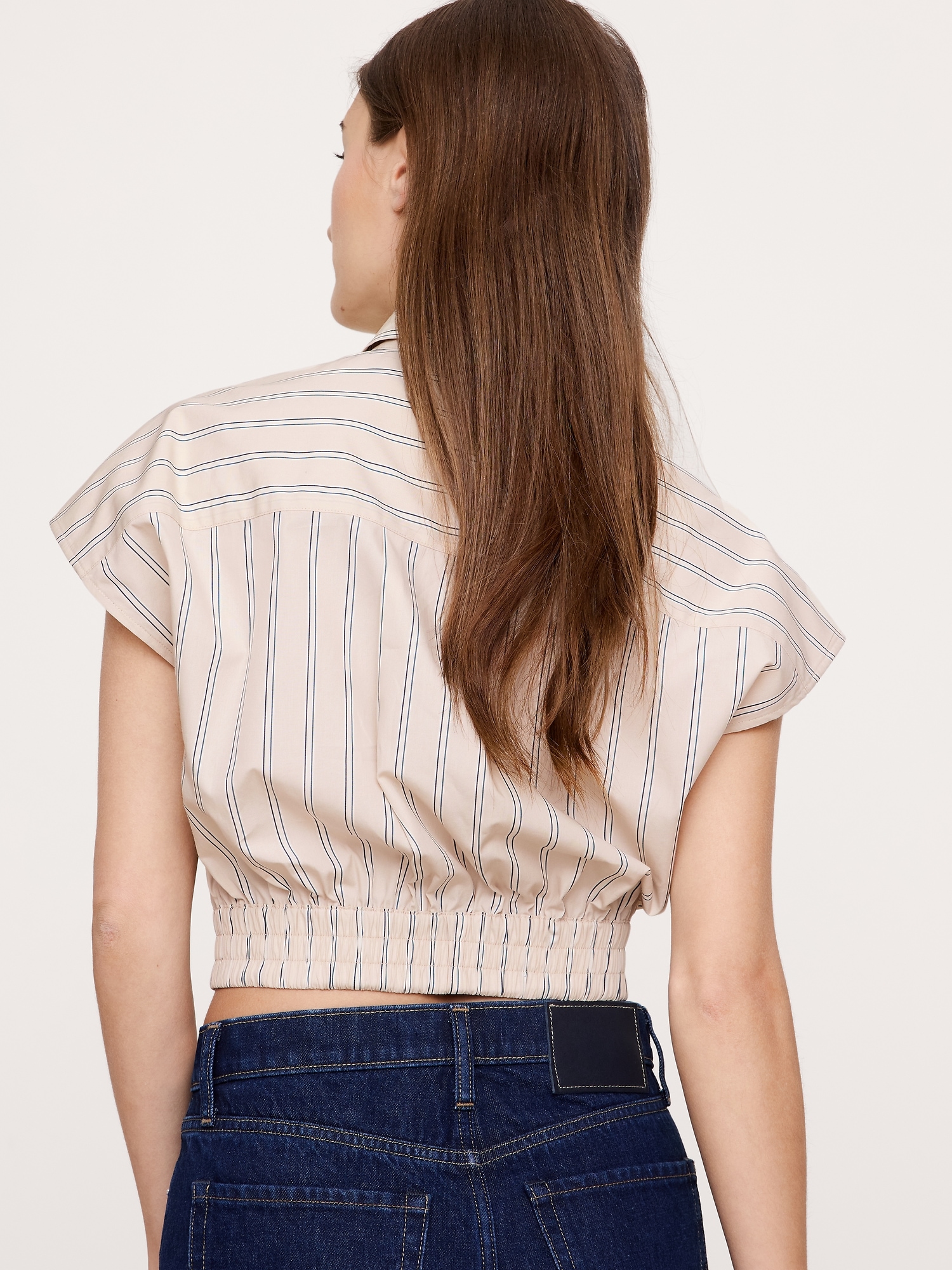 Image number 8 showing, COTTON POPLIN SUPER-CROPPED SHIRT