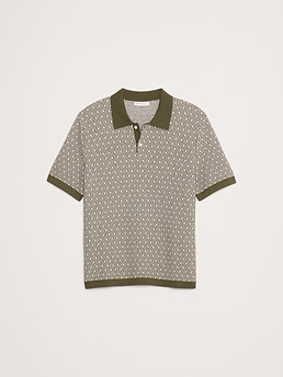 ★★ ★★ Lyocell silk polo sweater T22F1KTO072 FRAME Men's Cotton-Silk Polo Sweater | Neiman Marcus