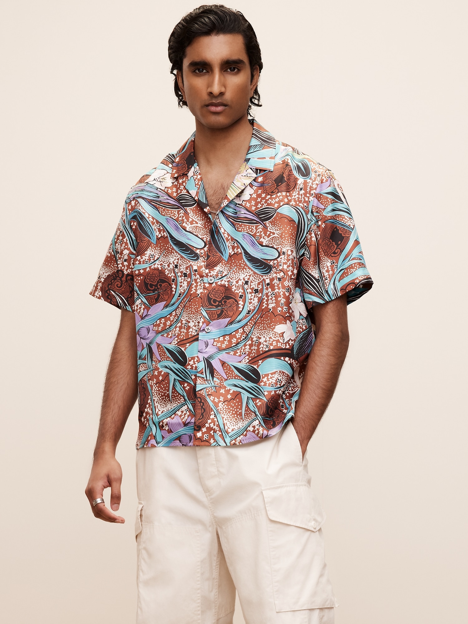 Image number 3 showing, The White Lotus Silk Twill Resort Shirt