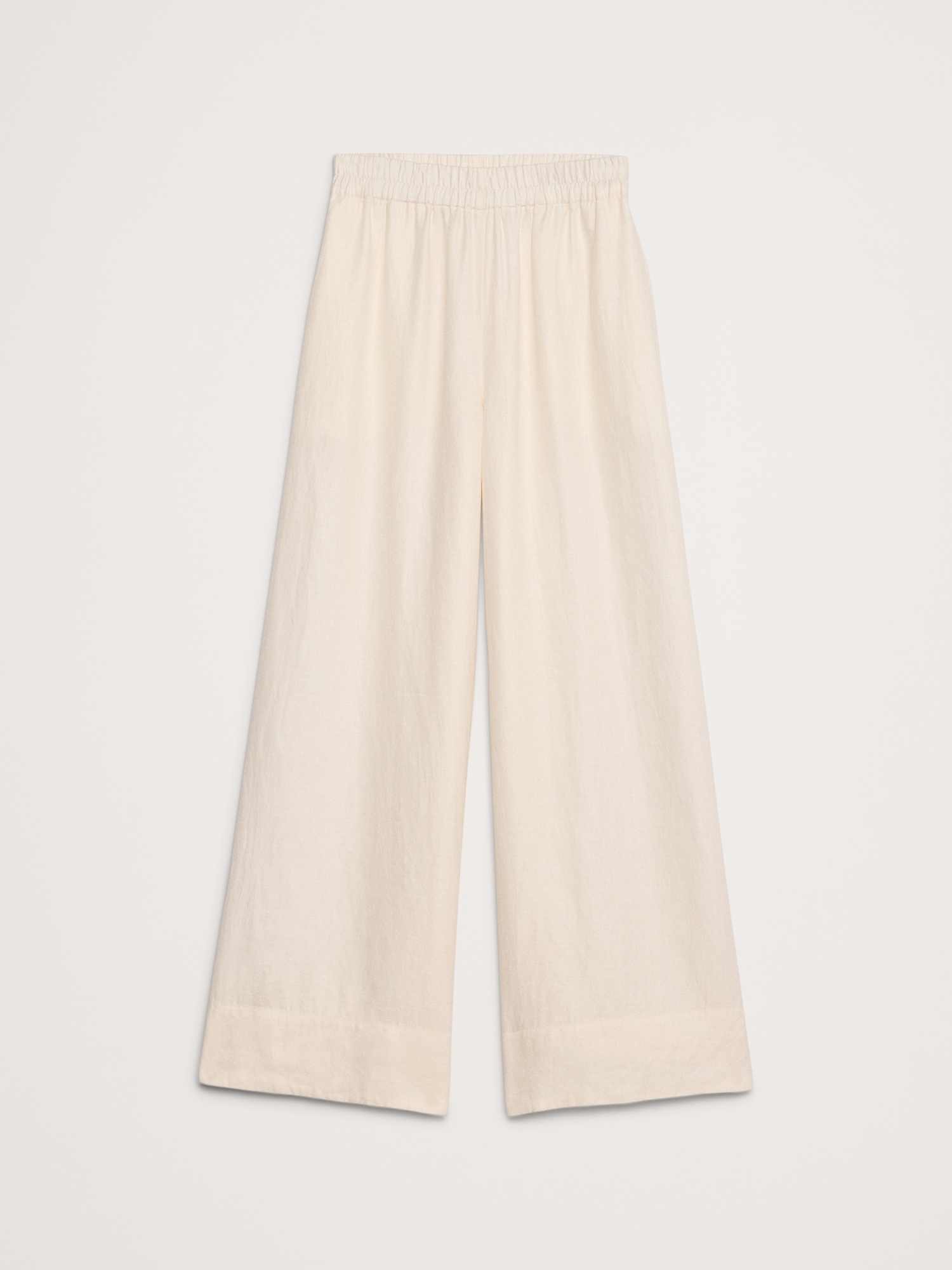 Wide-Leg Pull-On Linen Ankle Pant