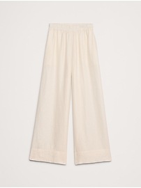 Wide-Leg Pull-On Linen Ankle Pant