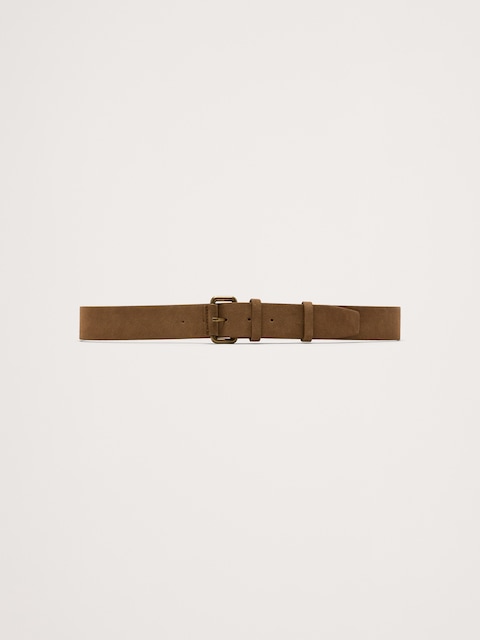 Leather Belt with Covered Roller Buckle