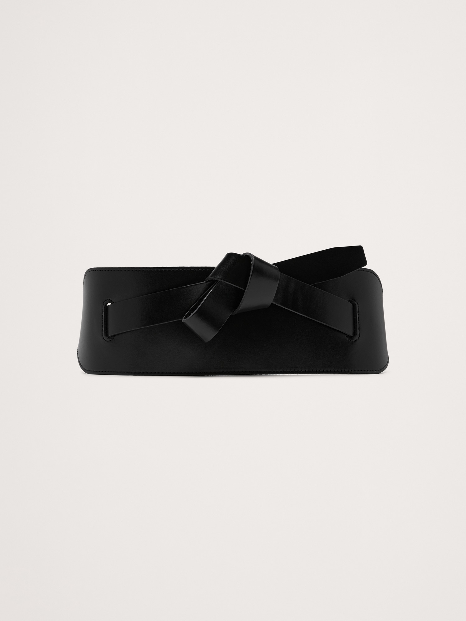 Knotted Leather Corset Belt - Black