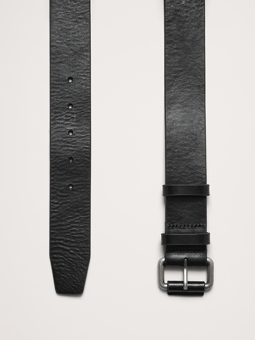 Leather Belt with Covered Roller Buckle