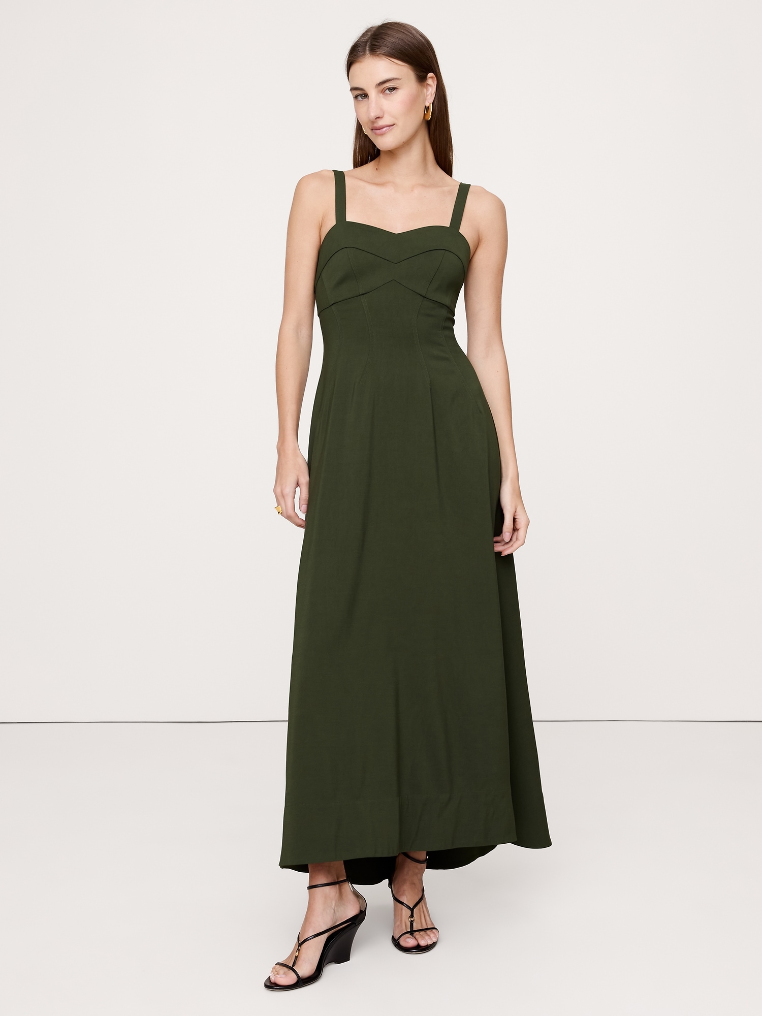 Image number 1 showing, STRETCH-SATEEN SWEETHEART MAXI DRESS