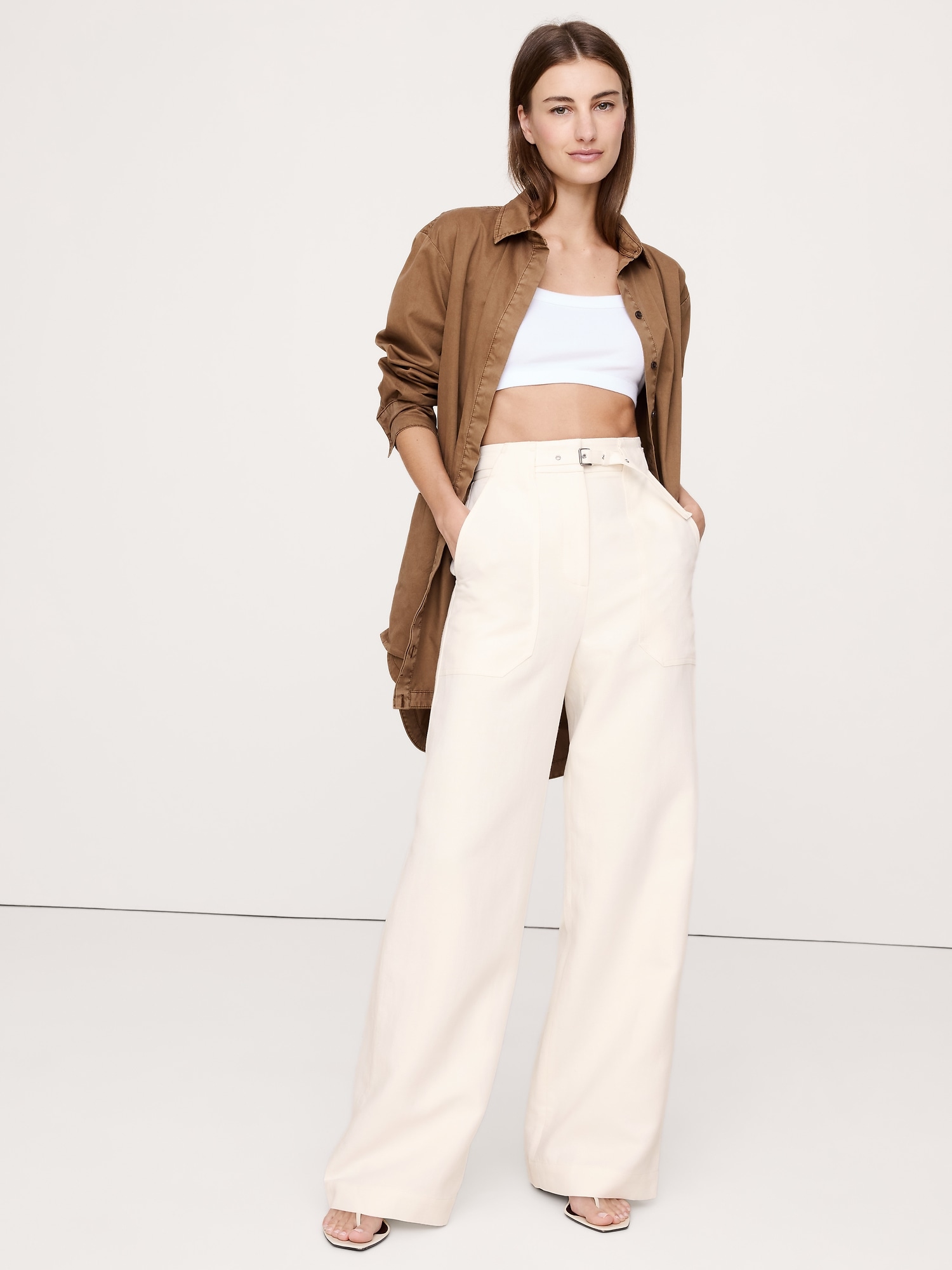 HIGH-RISE WIDE-LEG STUDIO PANT - Transition Cream White