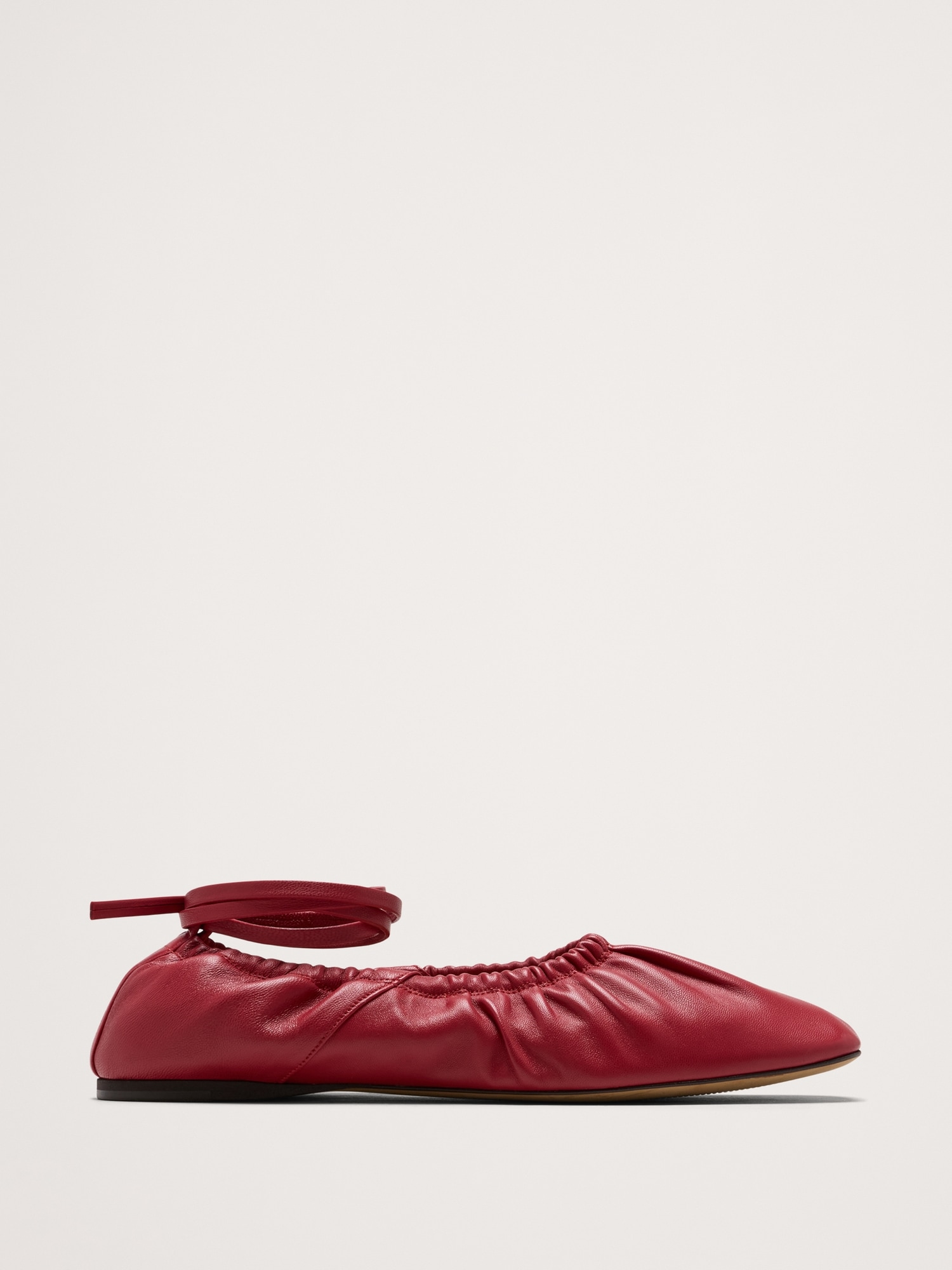 Image number 1 showing, RUCHED LEATHER BALLET FLAT