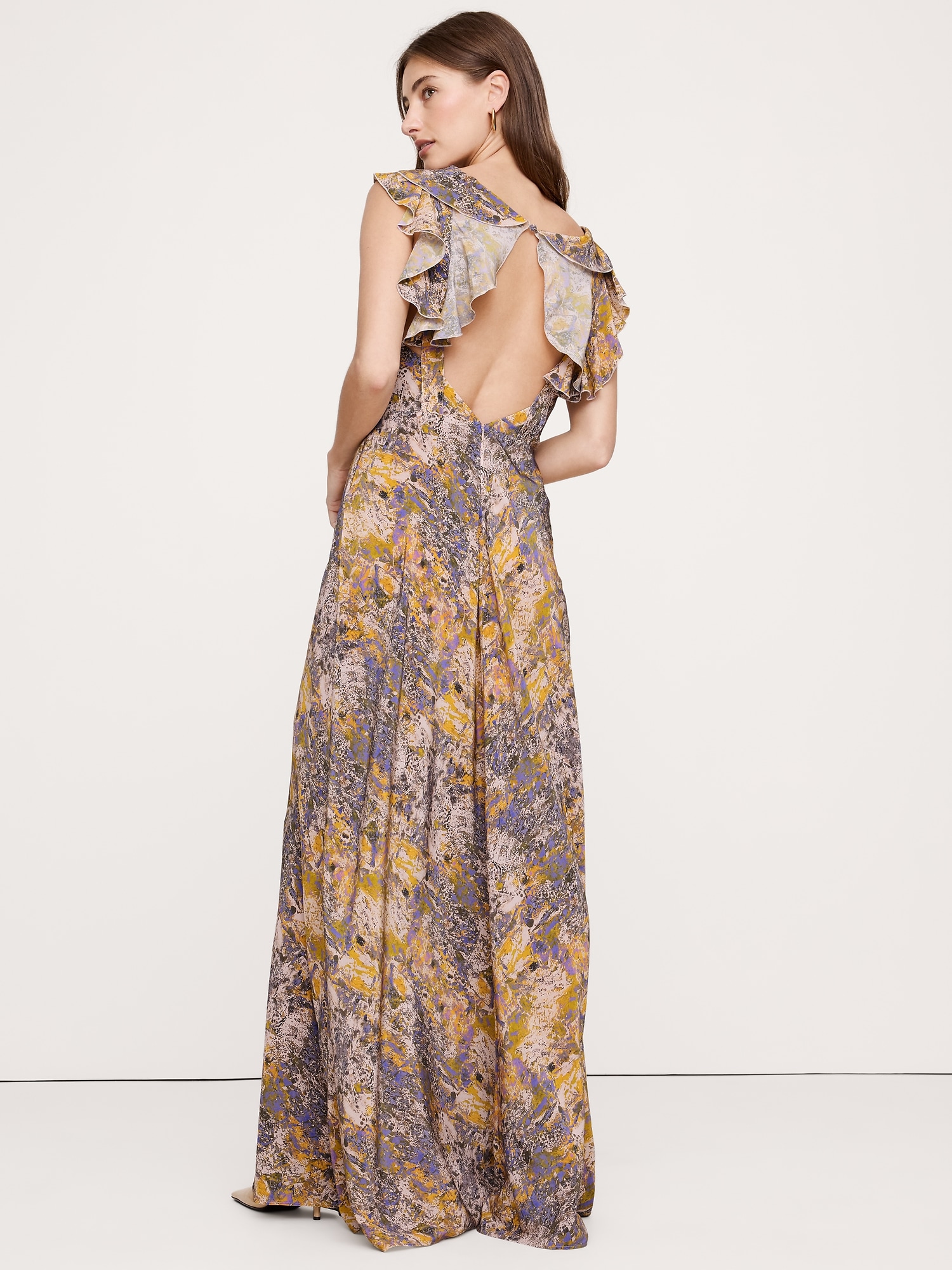Image number 3 showing, Matte Silk Open-Back Maxi Dress
