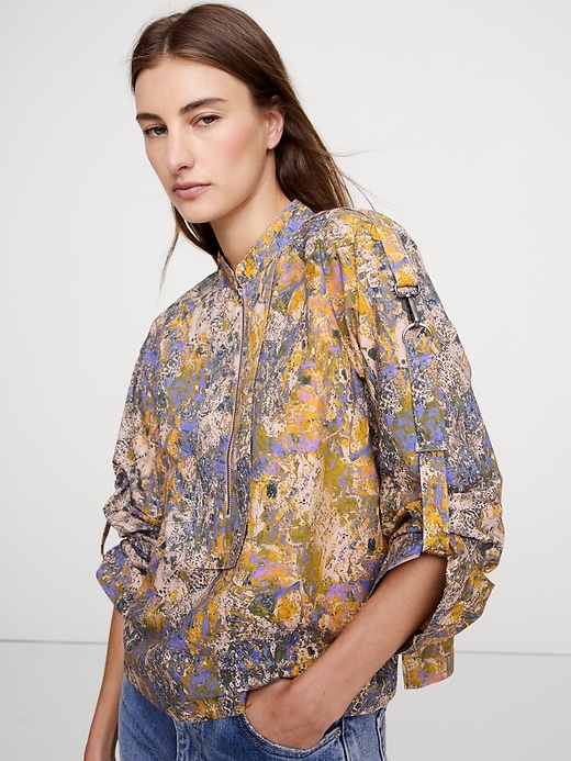 Cotton Poplin Zip Popover Top | Banana Republic