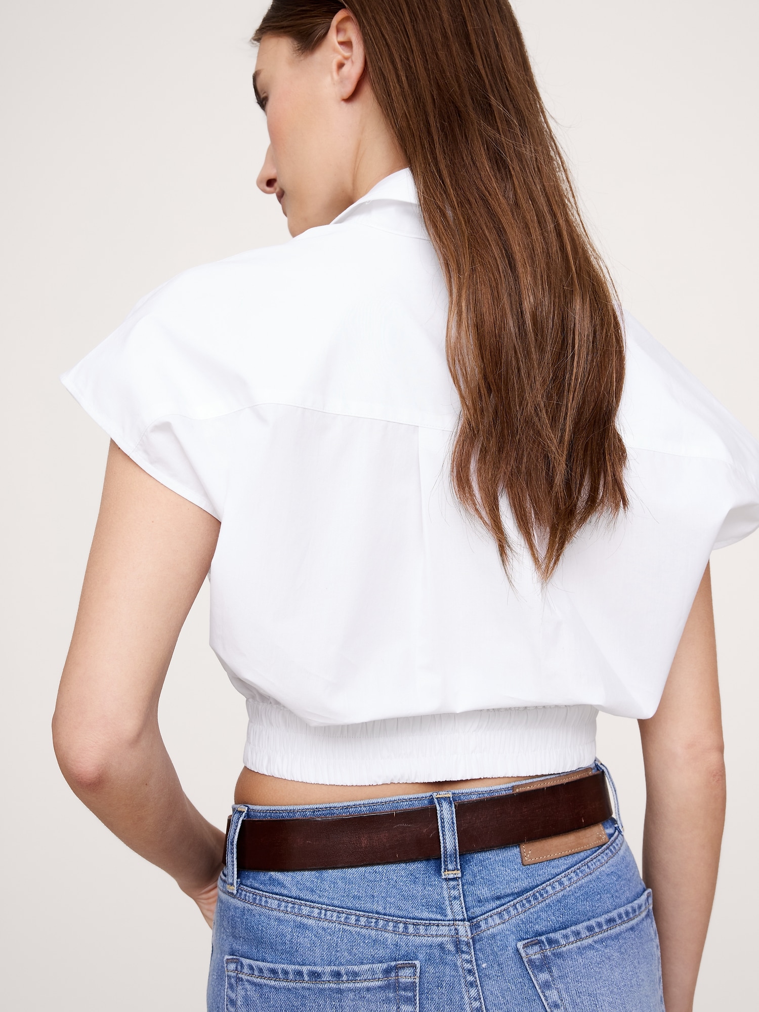 Image number 5 showing, COTTON POPLIN SUPER-CROPPED SHIRT