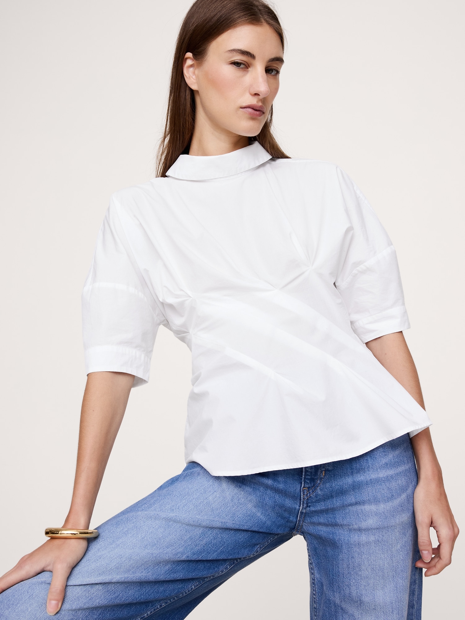 Image number 3 showing, COTTON POPLIN TWISTED TOP